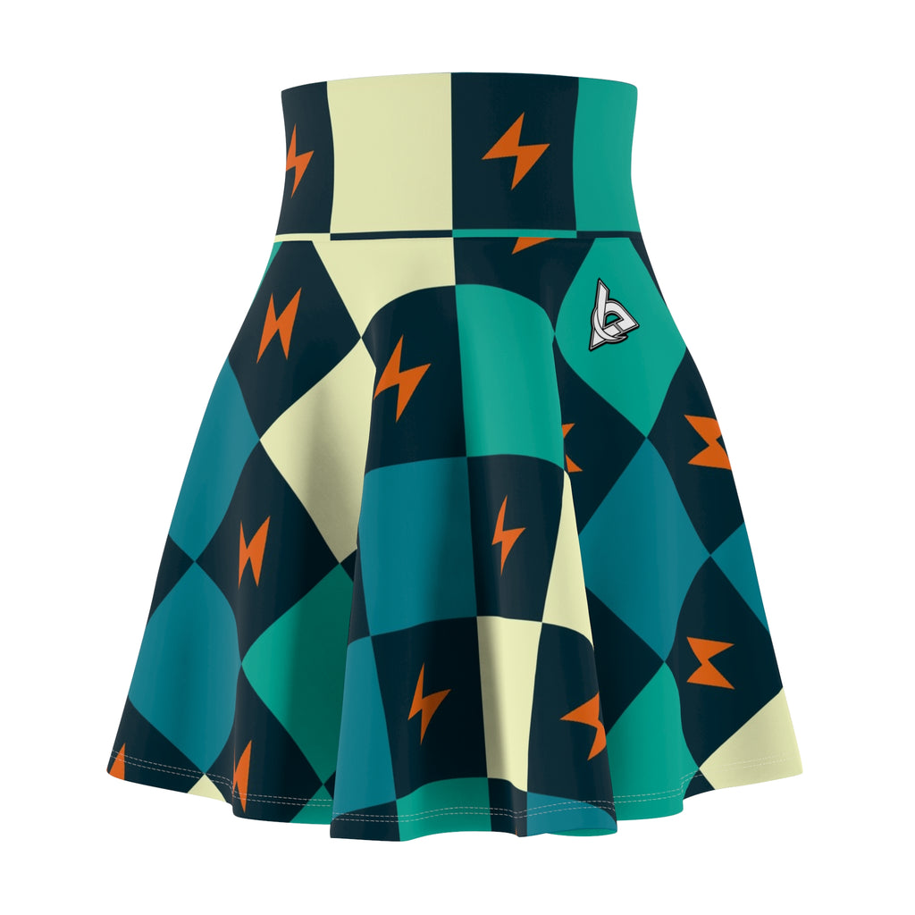 Running Peacock Checker Drive Women's Athletic Skater Skirt