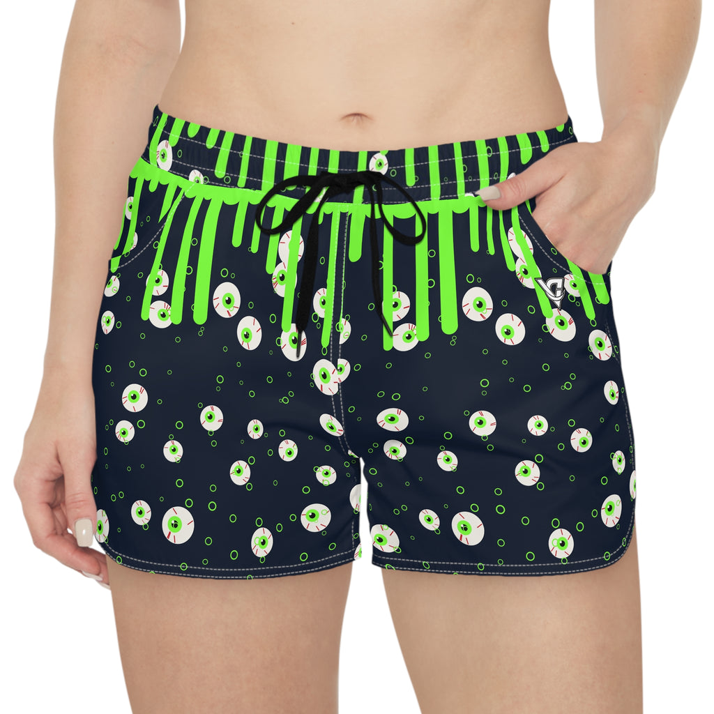 Women's Multipurpose Athletic Shorts with Pockets | Halloween Ghostly Night Slime Drip