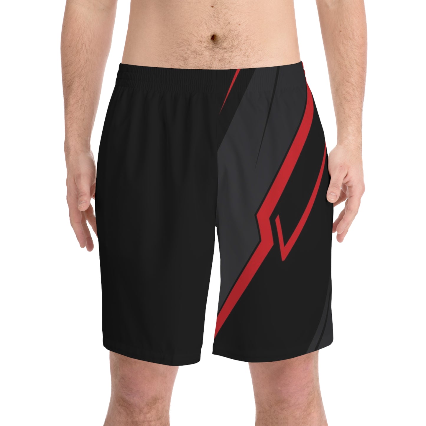 Men's Red Black Athletic Lightweight Sports & Lounge Wear Shorts — No Pockets