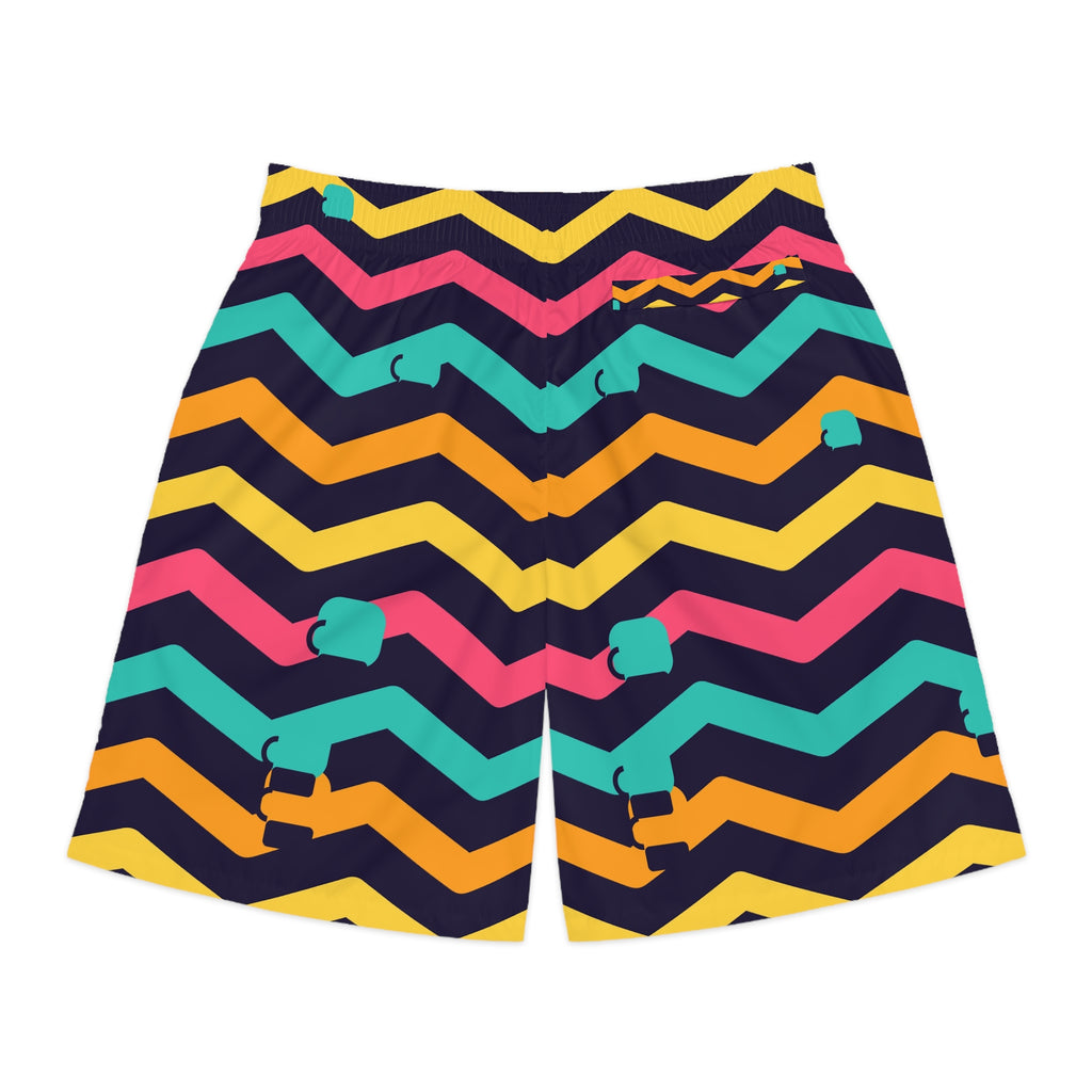 Combat Sports Electric Mango Chevron Rush Men's Athletic Shorts with Pockets
