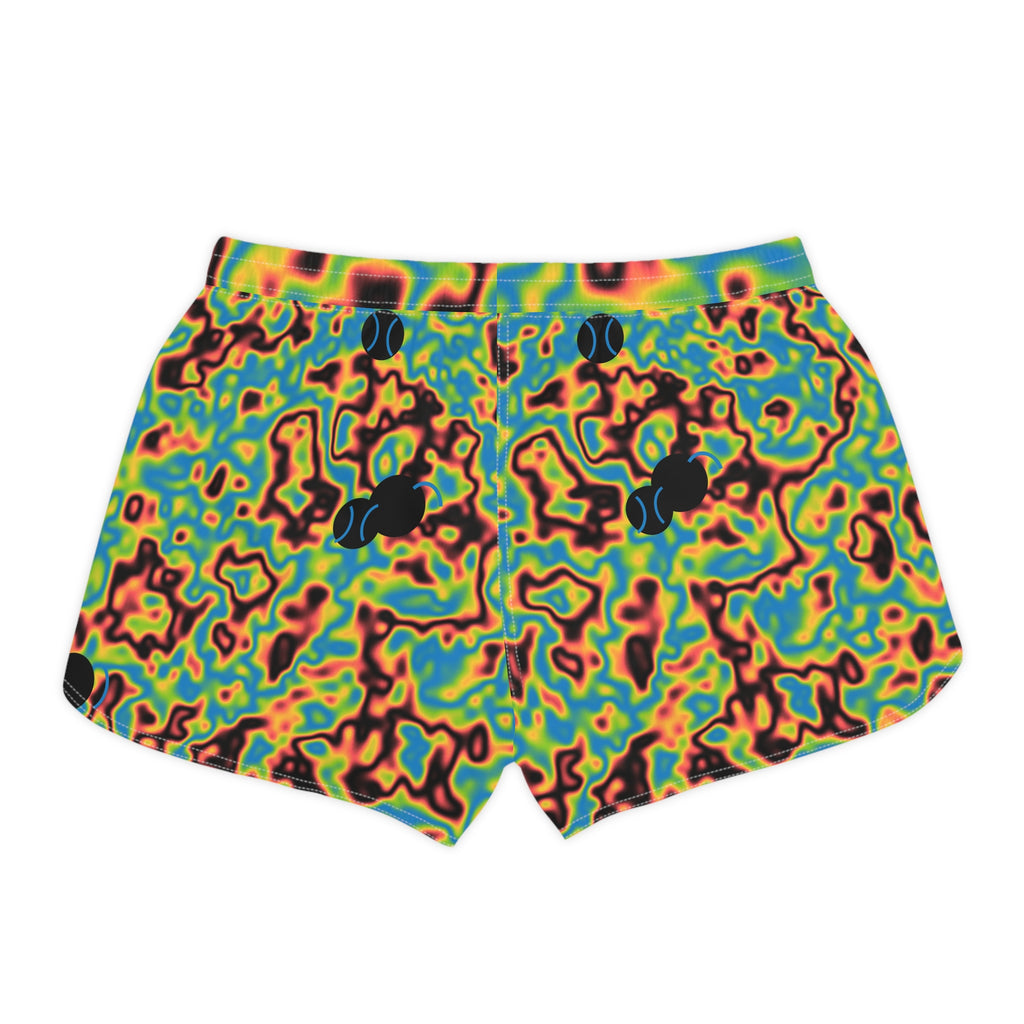 Tennis Rainbow Rally Marble Flow Women's Athletic Shorts with Pockets