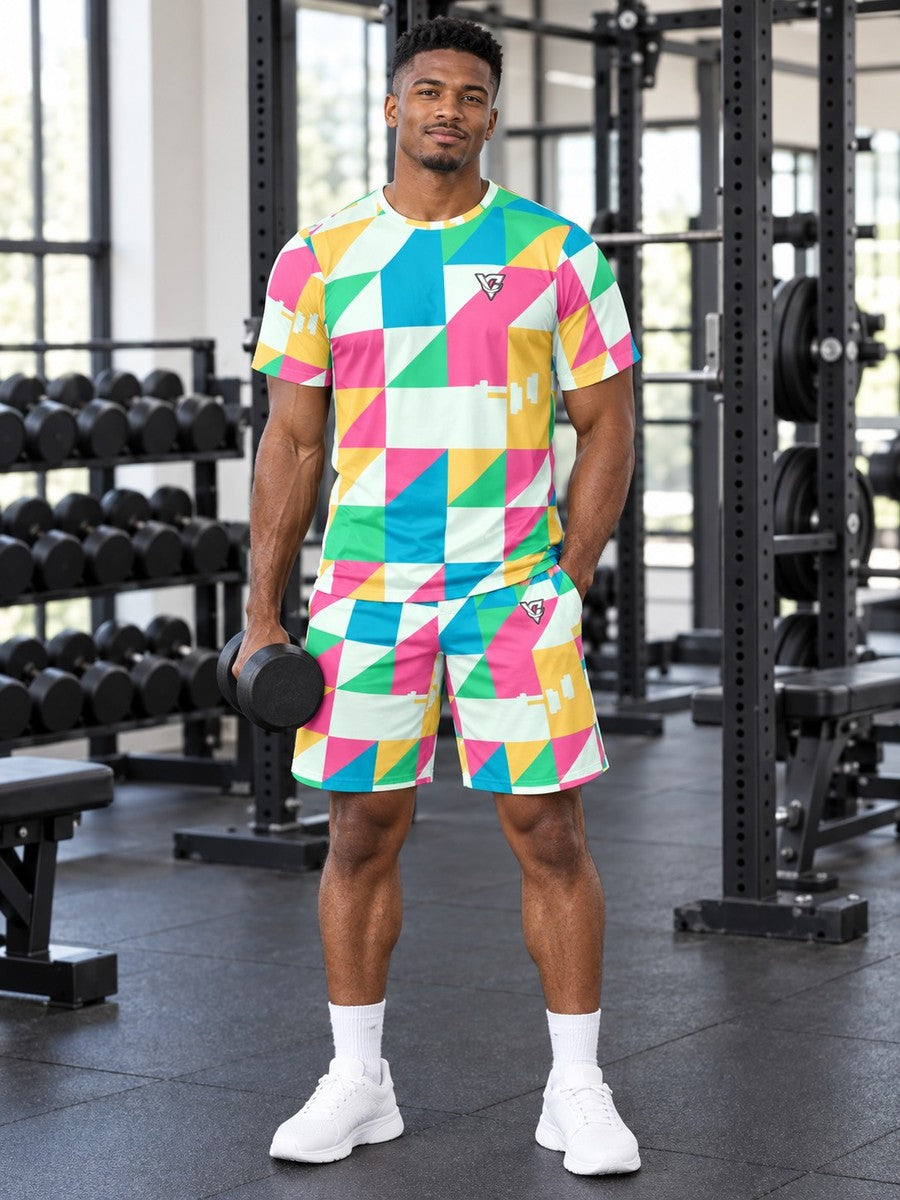 Training & Gym Mint Sorbet Prism Block Men's Sports Jersey - front view