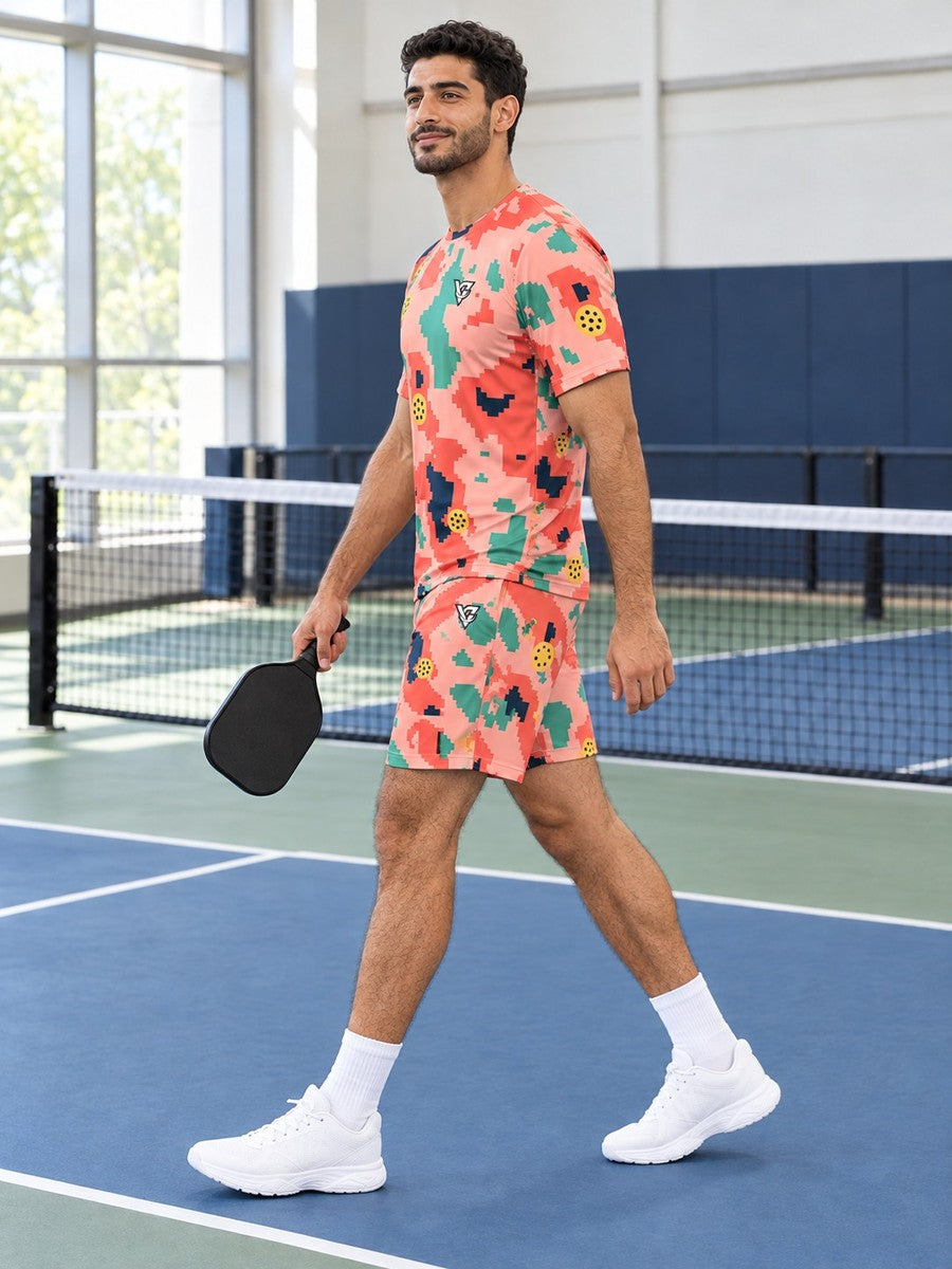 Pickleball Coral Reef Pixel Camo Men's Sports Jersey - side view