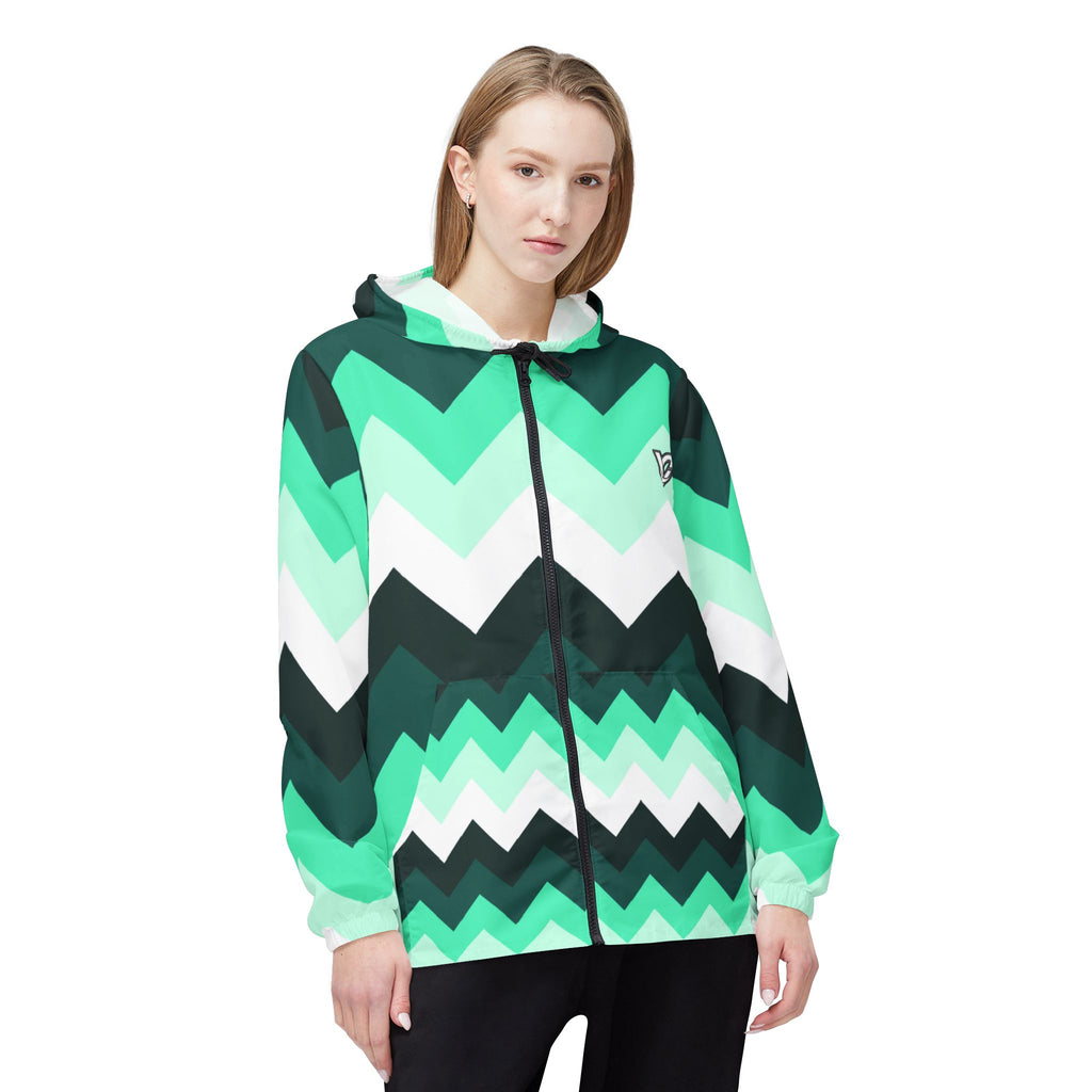 Mint Chevron Women's Windbreaker Jacket