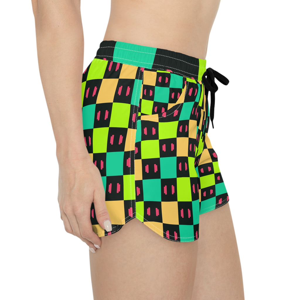 Training & Gym Emerald Zest Checker Drive Women's Athletic Shorts with Pockets