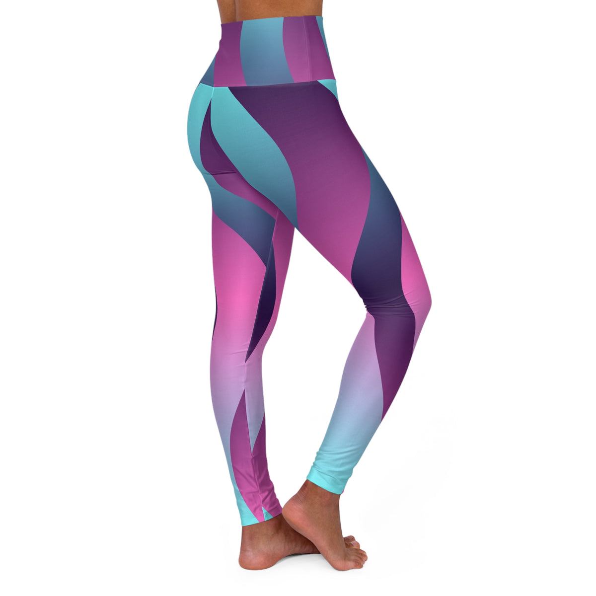 Vaporwave Wave High-Waisted Yoga Leggings