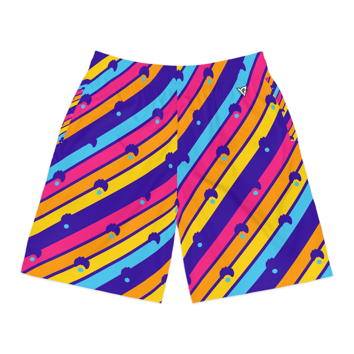 Yoga Sunrise Punch Stripe Surge Men's Athletic Shorts with Pockets