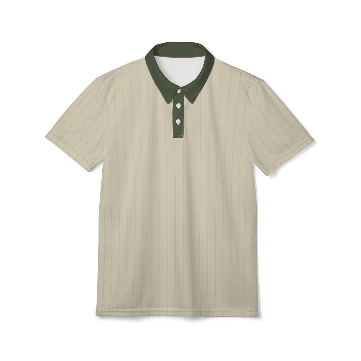 Beige Pinstripe Polo Shirt — Classic Casual Golf Polo