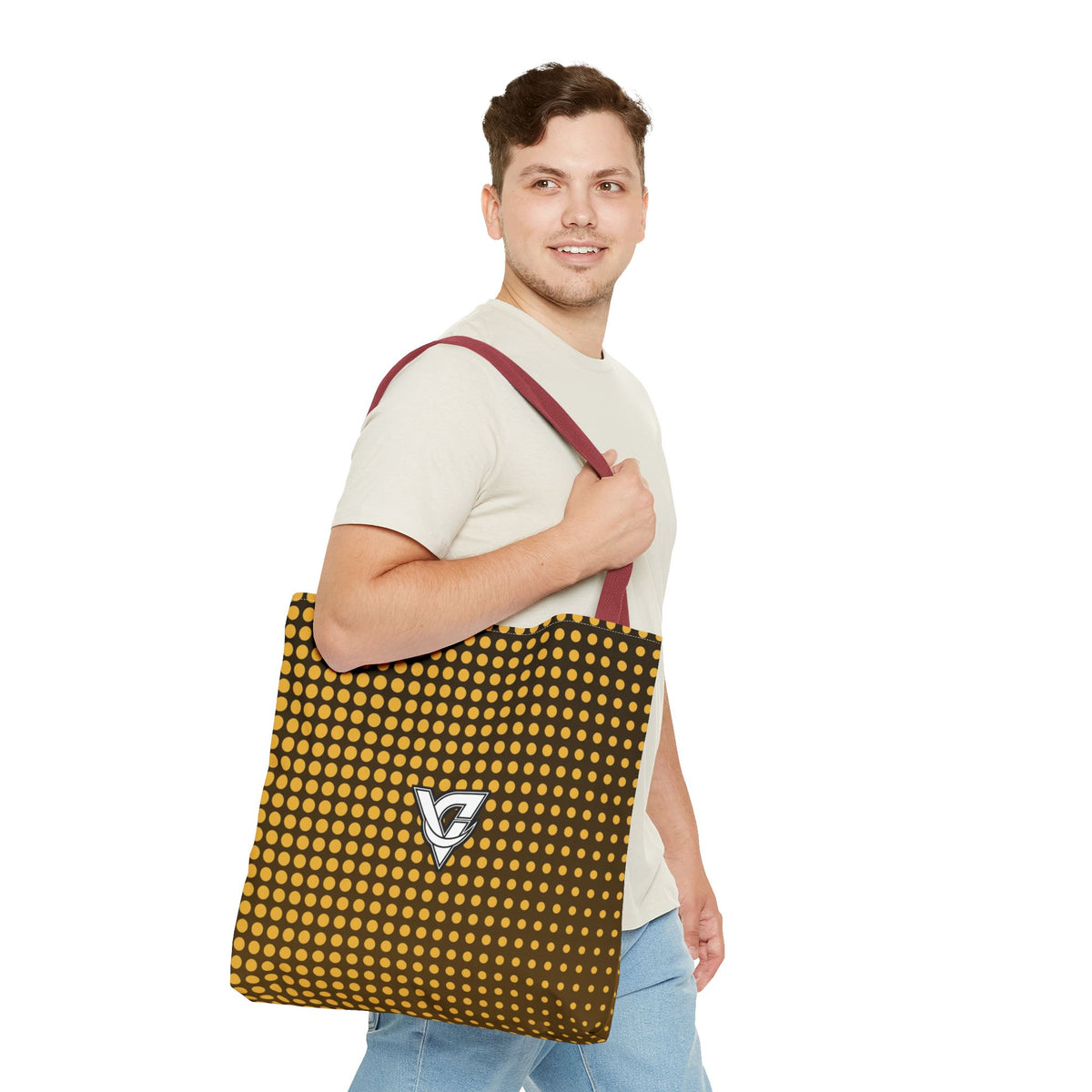 Harvest Gold Halftone Tote Bag — All-Over Print Gym & Everyday Tote