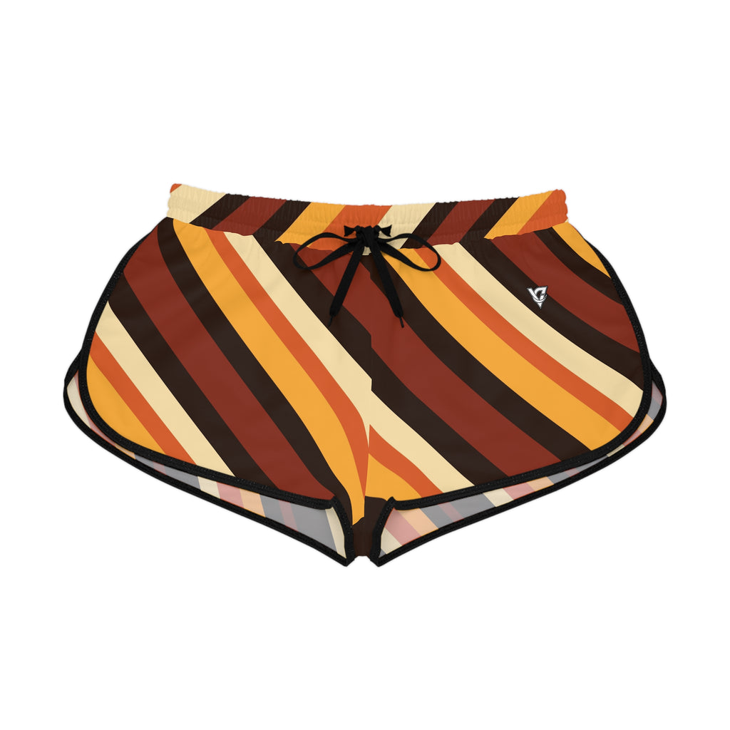 Women's Golden Hour Stripe Relaxed Shorts — All-Over Print Running & Workout Shorts