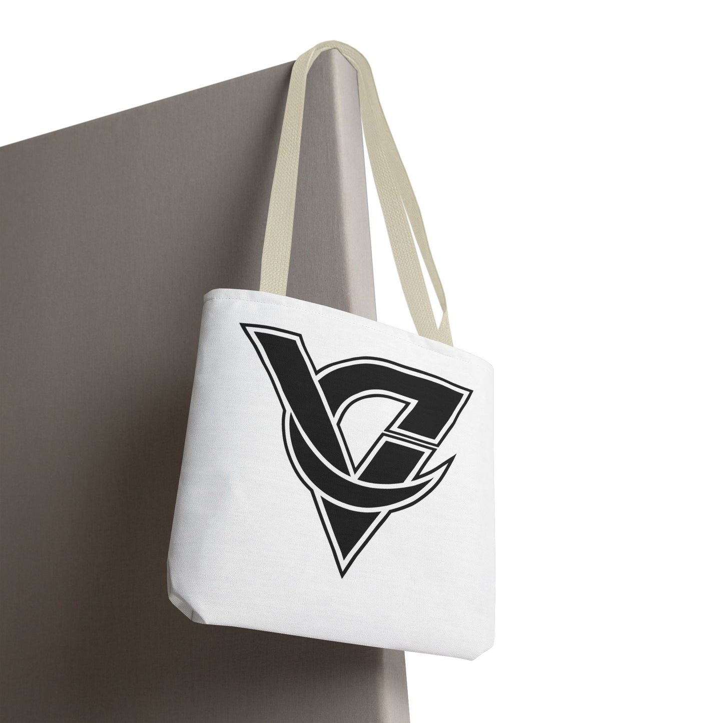 Monogram V Triangle Tote Bag – Bold Black Logo All-Over Print