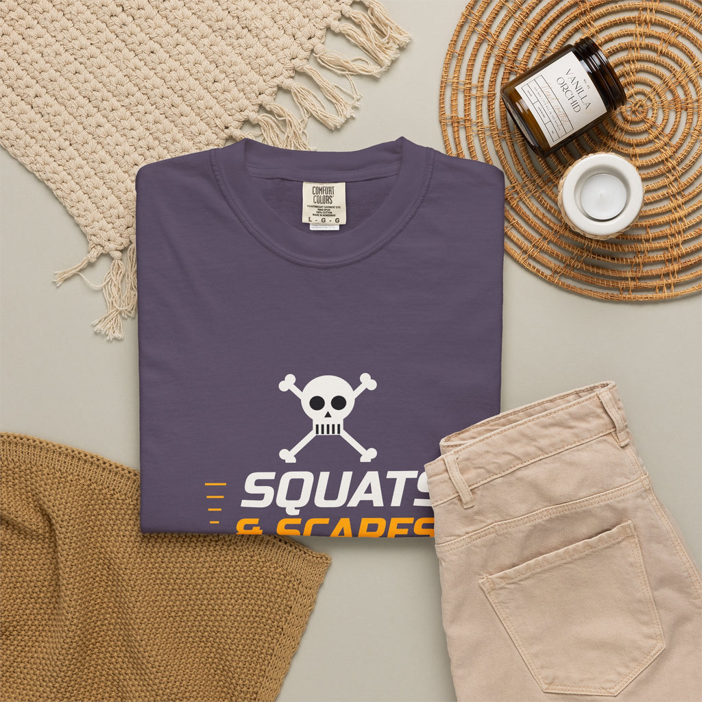 Squats & Scares | Women's Halloween Garment-Dyed Graphic Tee