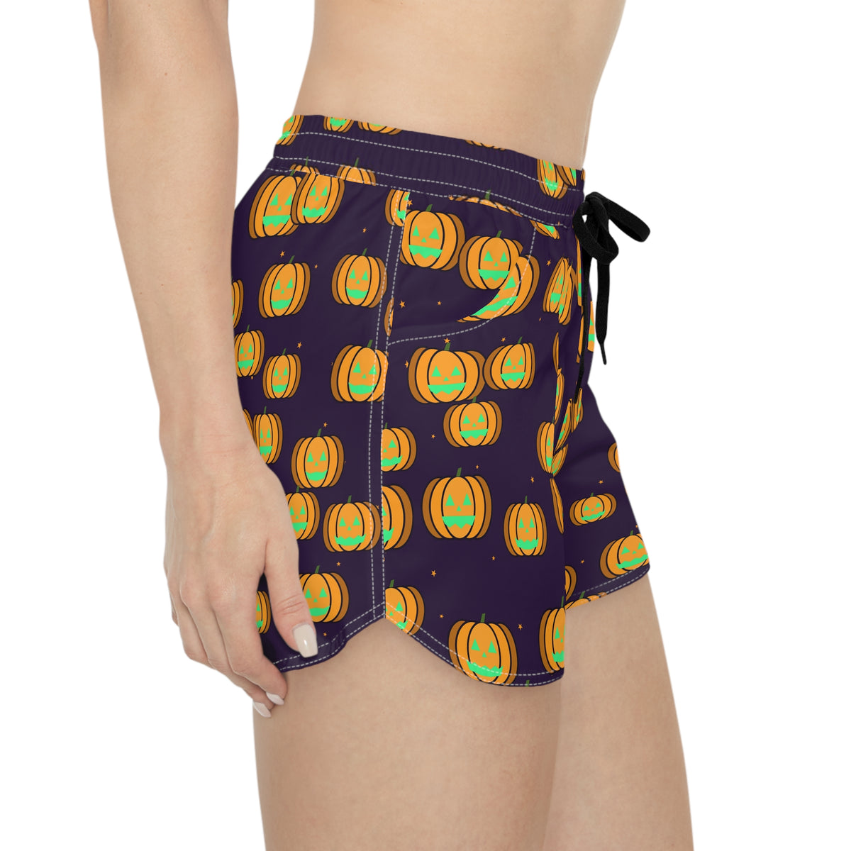 Women's Multipurpose Athletic Shorts with Pockets | Halloween Hocus Pocus Jack-O'-Lantern