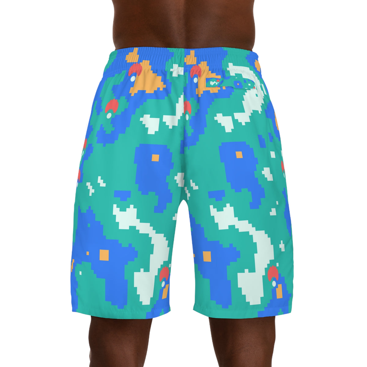 Yoga Sea Glass Pixel Camo Men's Athletic Shorts with Pockets