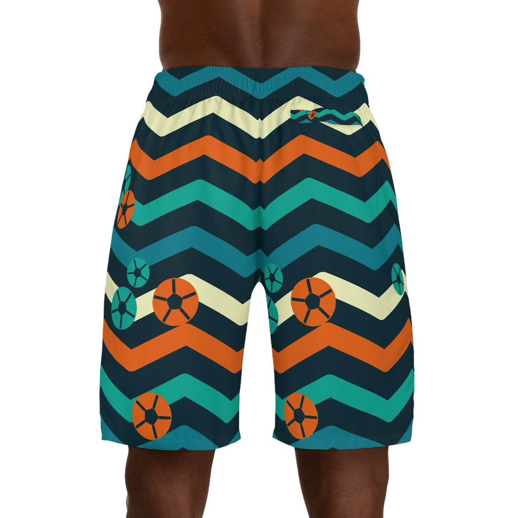 Soccer Peacock Chevron Rush Men's Athletic Shorts with Pockets