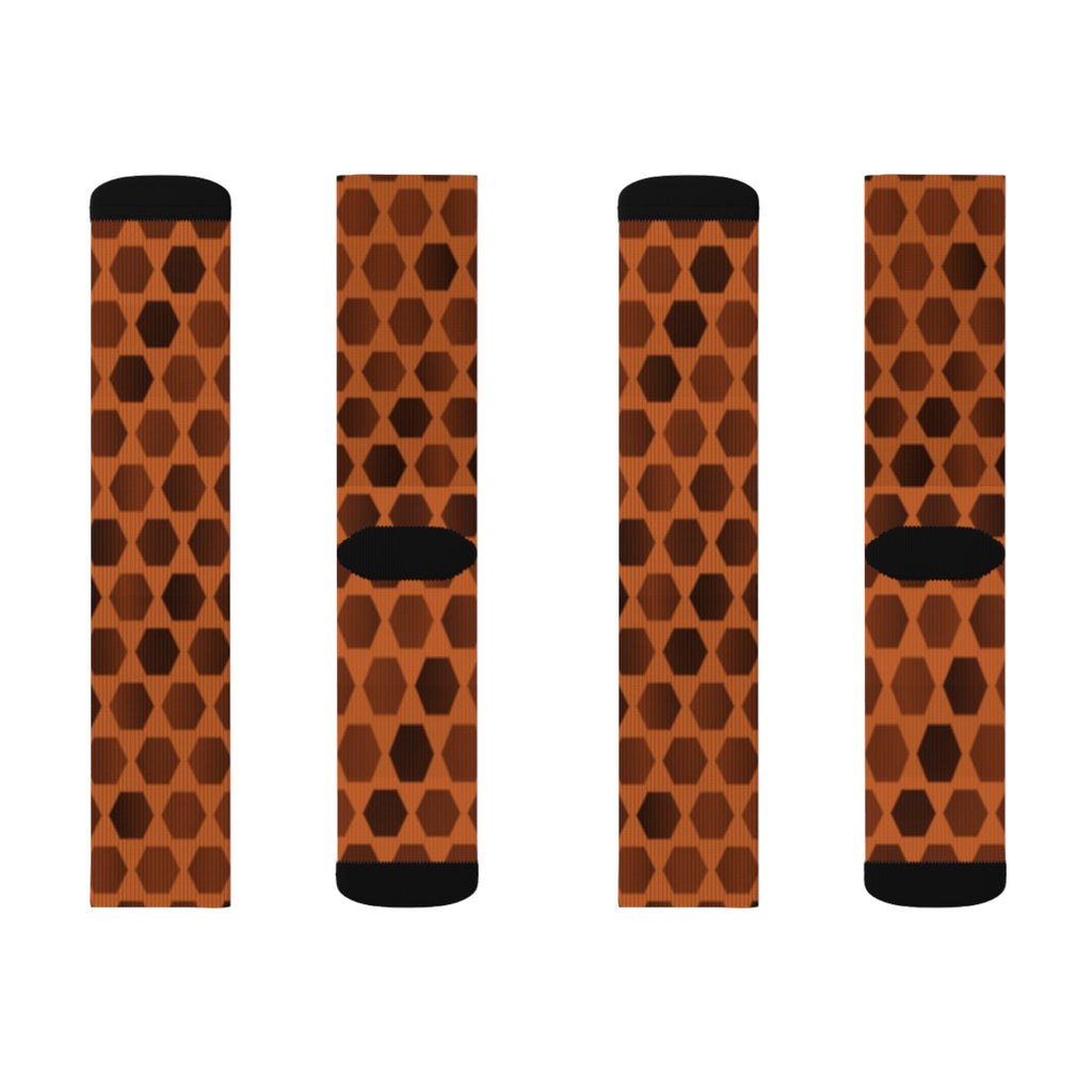 Cinnamon Hex Grid Athletic Crew Socks
