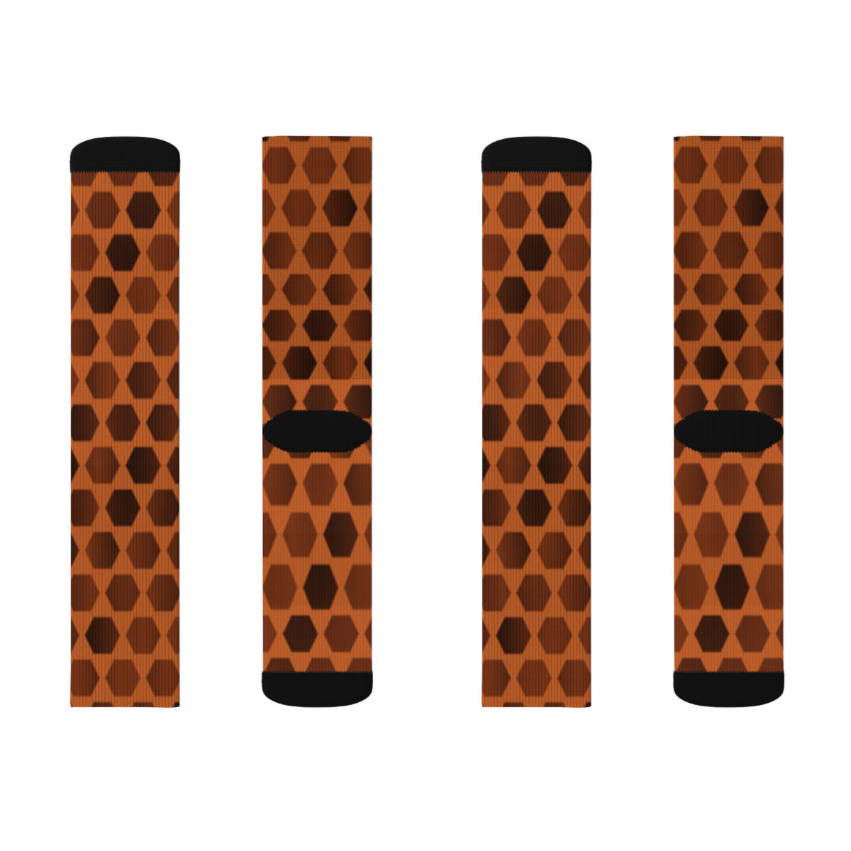 Cinnamon Hex Grid Athletic Crew Socks