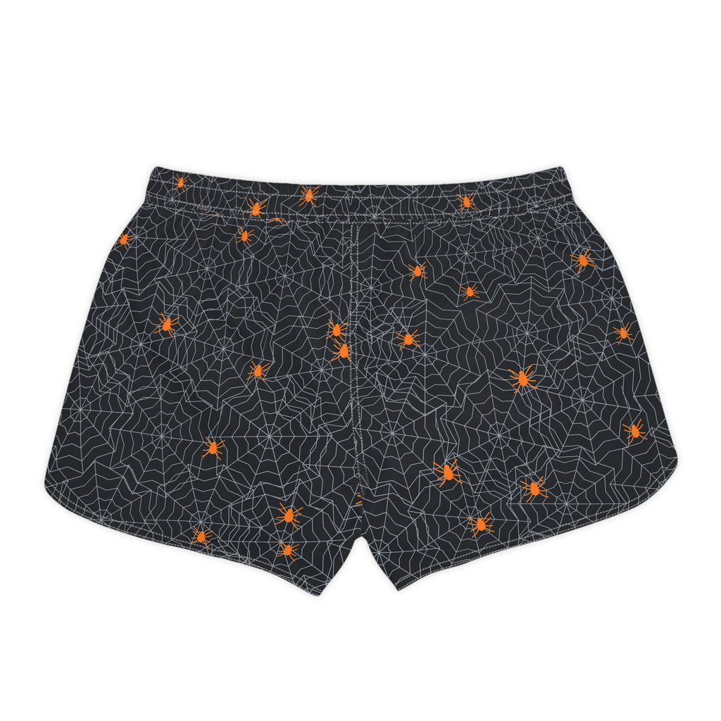 Women's Multipurpose Athletic Shorts with Pockets | Halloween Graveyard Grey Spiderweb