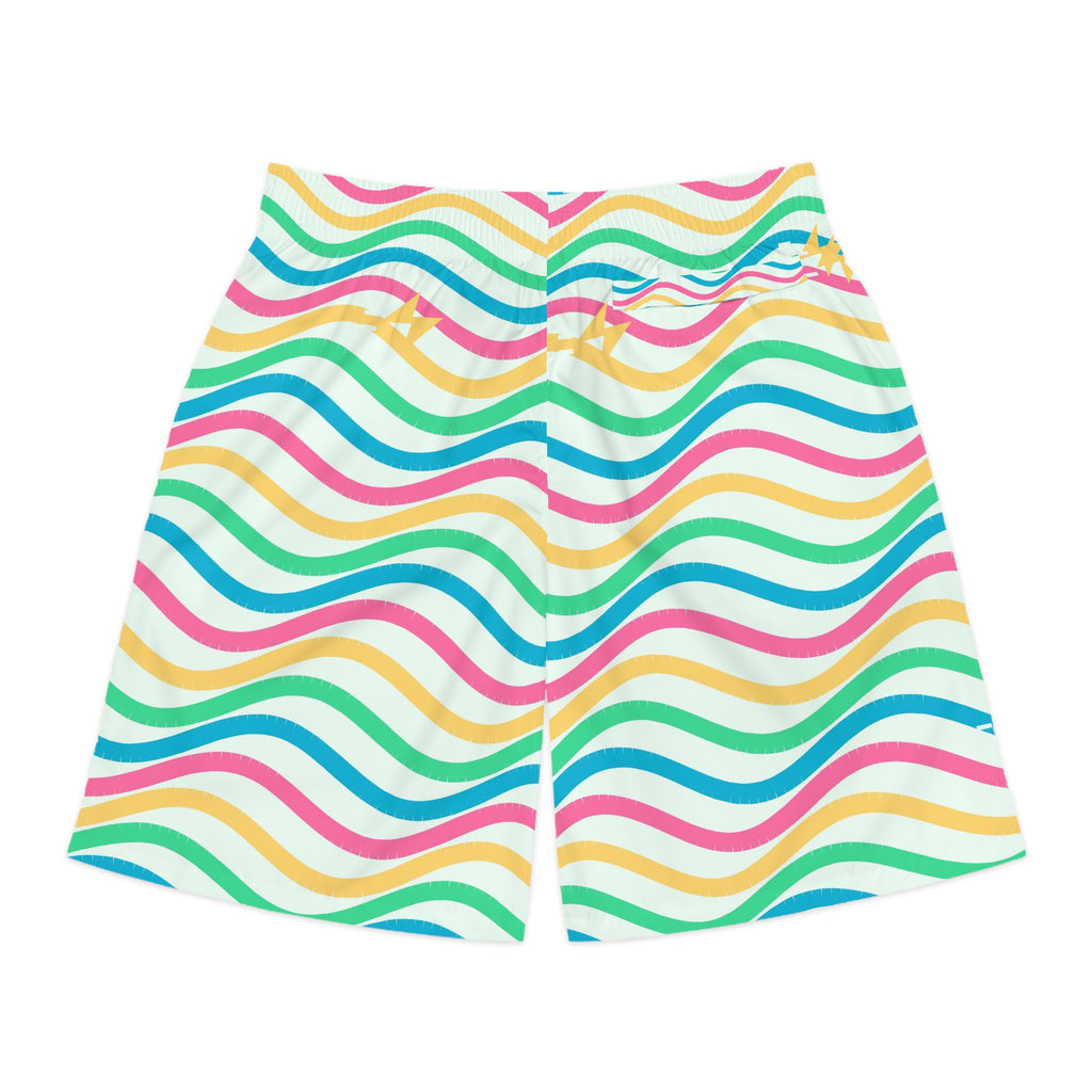 Running Mint Sorbet Wave Rider Men's Athletic Shorts with Pockets