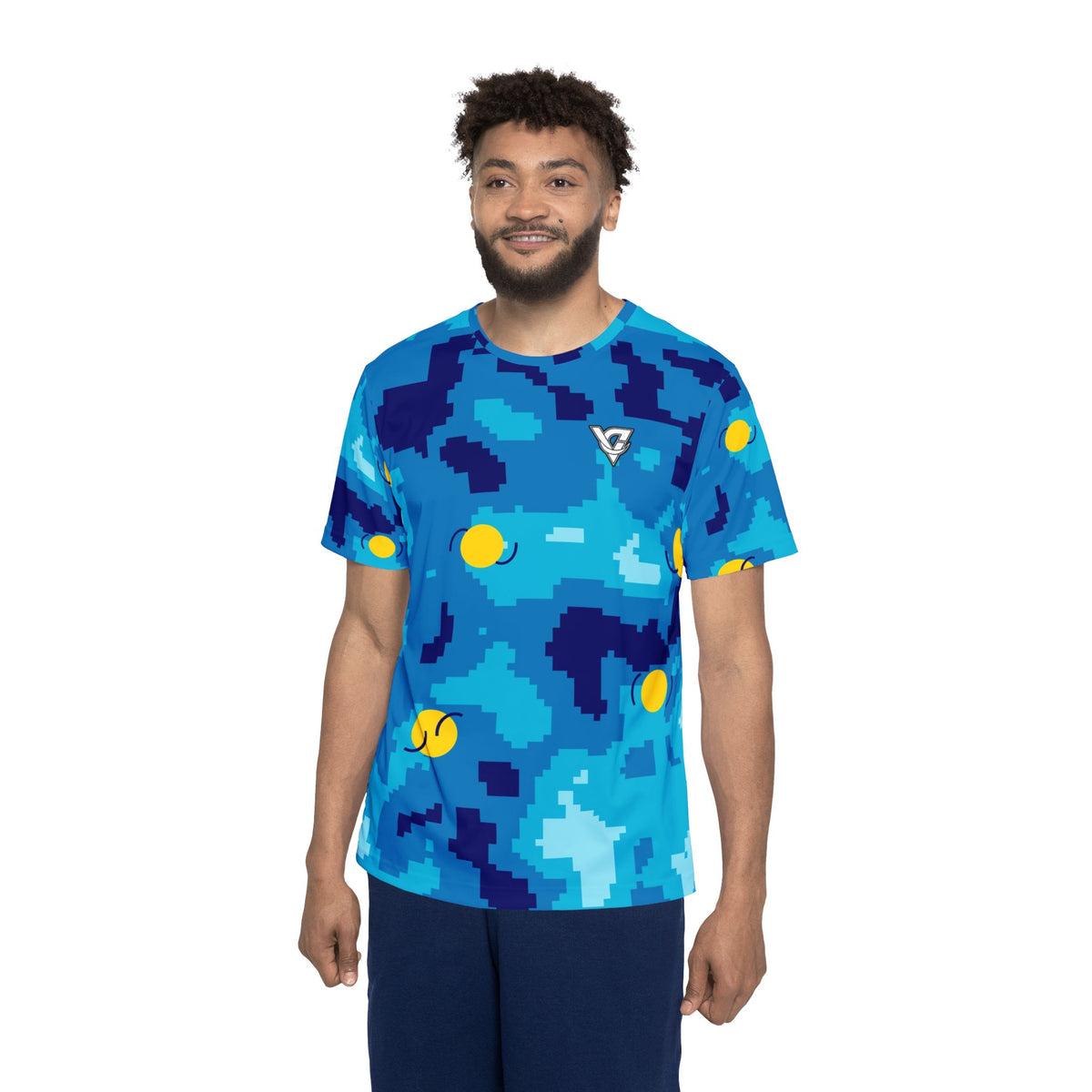 Tennis Cobalt Spark Pixel Camo Men's Sports Jersey