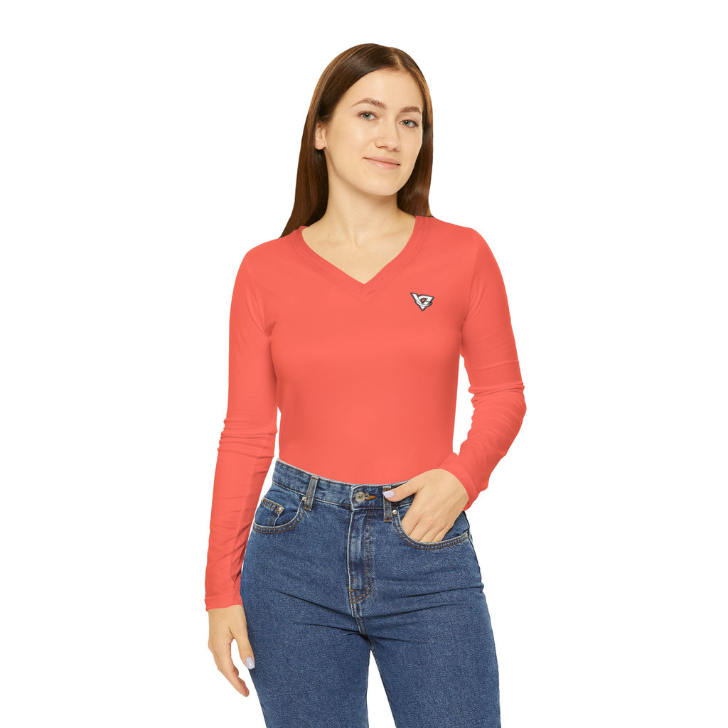 Coral Essential Women's Long Sleeve V-Neck Athletic Top