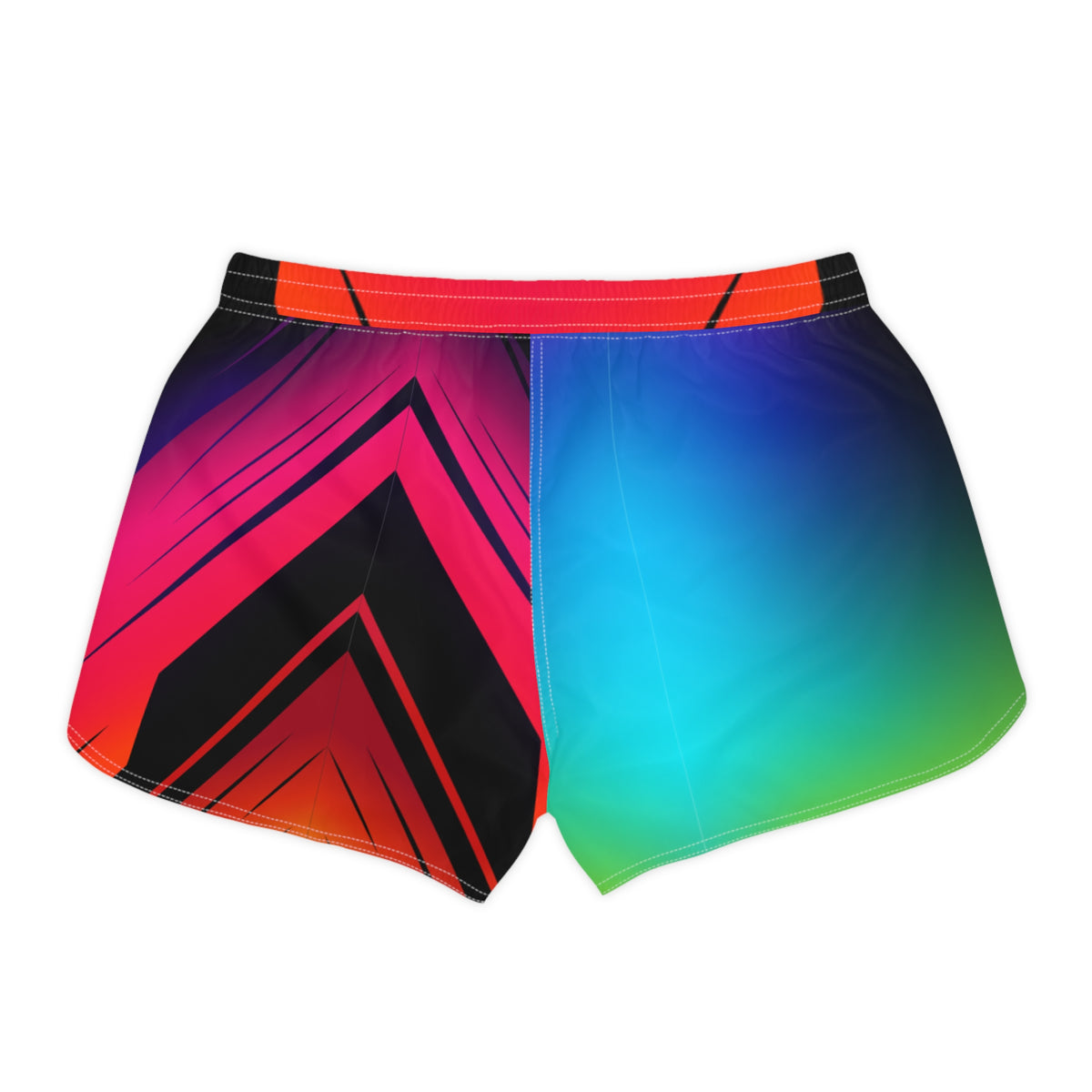 Women's Multipurpose Athletic Shorts with Pockets | Rainbow Geometric
