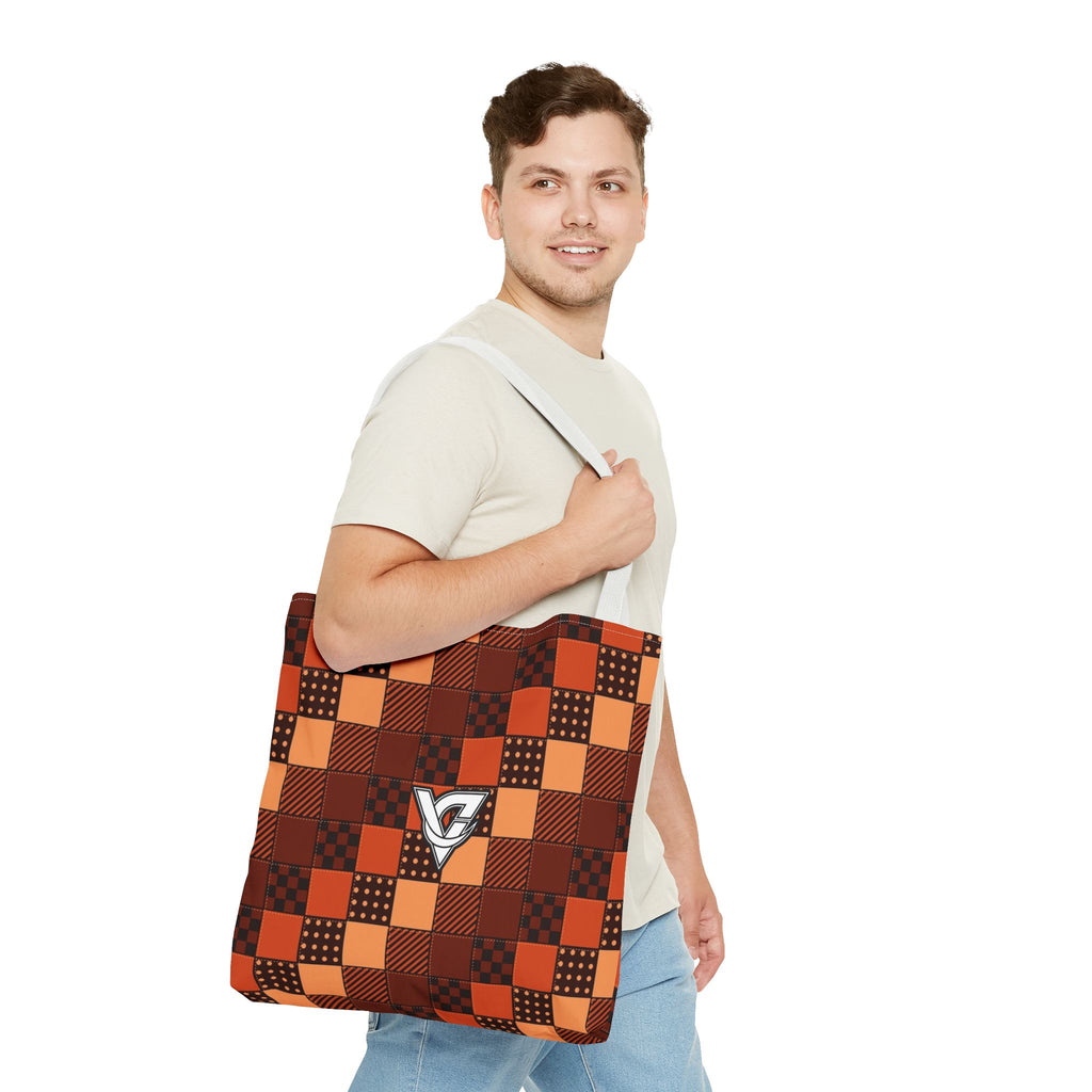 Rust Patchwork Tote Bag — All-Over Print Gym & Everyday Tote