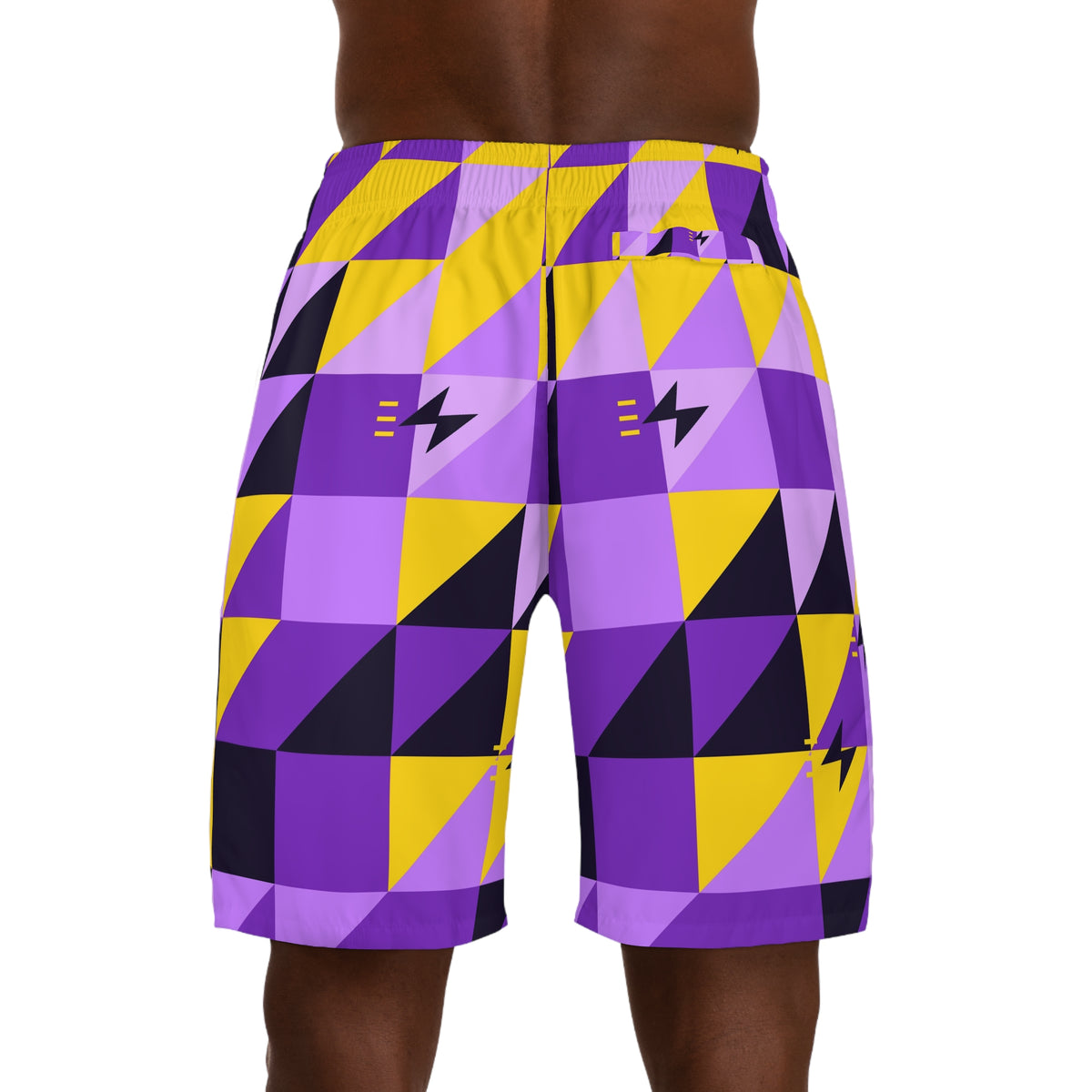 Running Ultra Grape Prism Block Men's Athletic Shorts with Pockets