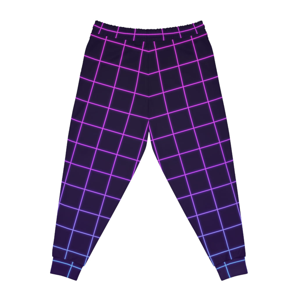 Women's Neon Grid Joggers – Colorful All-Over Print Athletic Jogger Pants