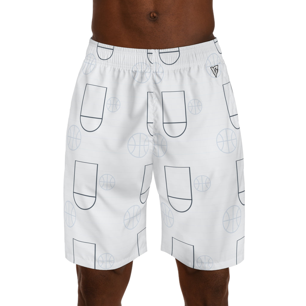 Basketball Arctic White Court Seam Men's Athletic Shorts with Pockets