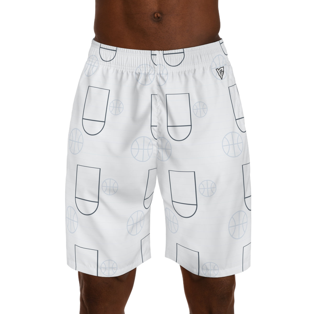 Basketball Arctic White Court Seam Men's Athletic Shorts with Pockets