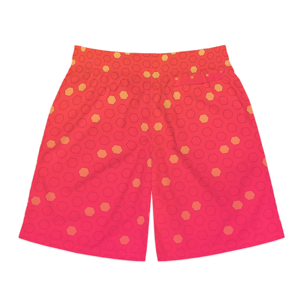 Soccer Sunset Fade Hex Pitch Men's Athletic Shorts with Pockets