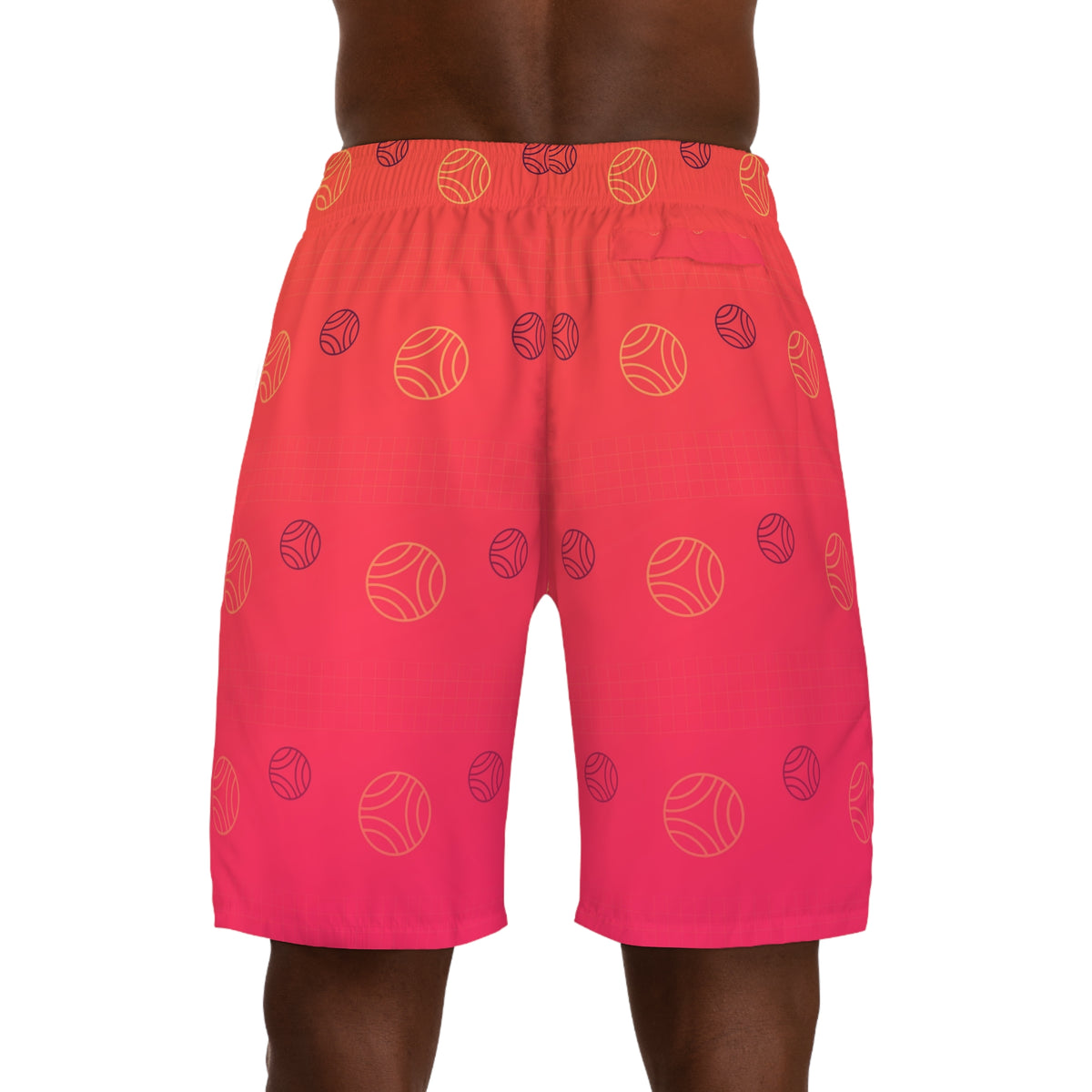 Volleyball Sunset Fade Spike Panel Men's Athletic Shorts with Pockets