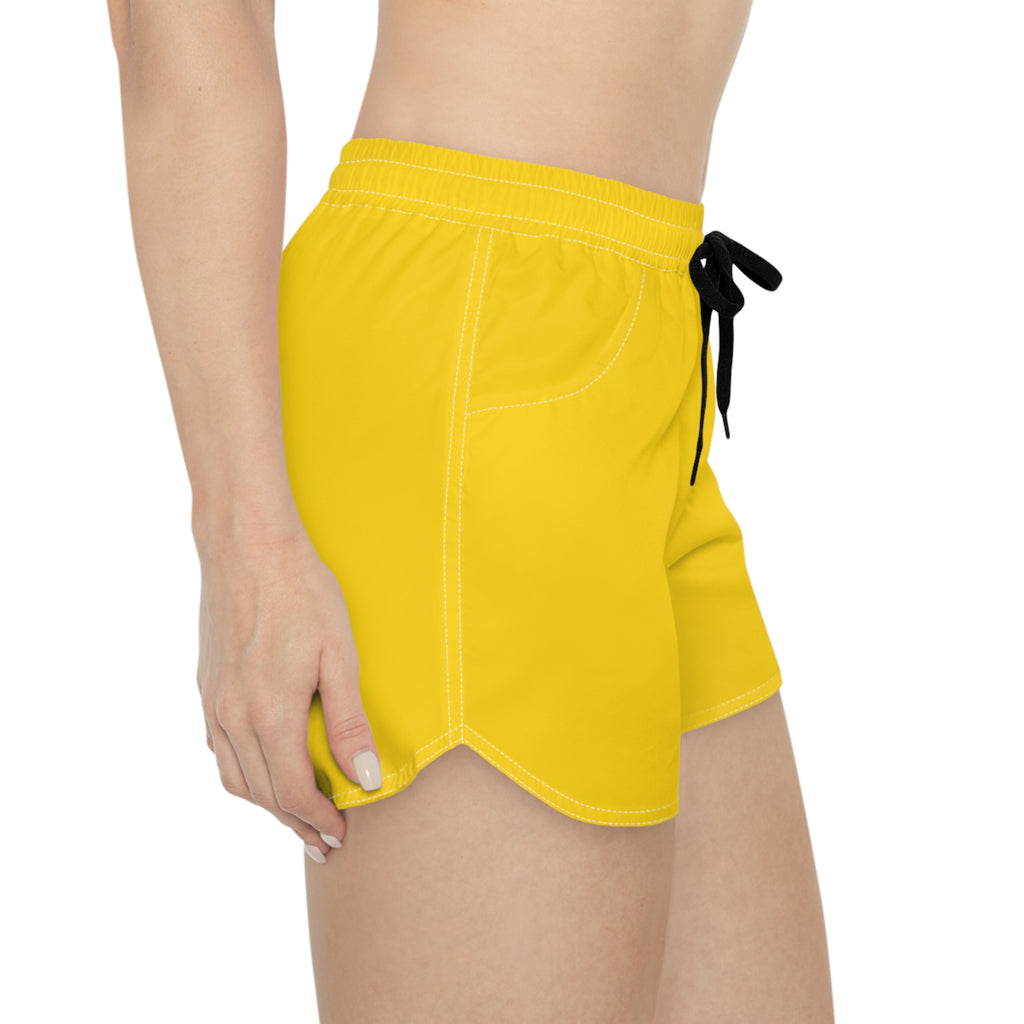 Vantacore Solid Sunshine Yellow Women's Athletic Shorts with Pockets