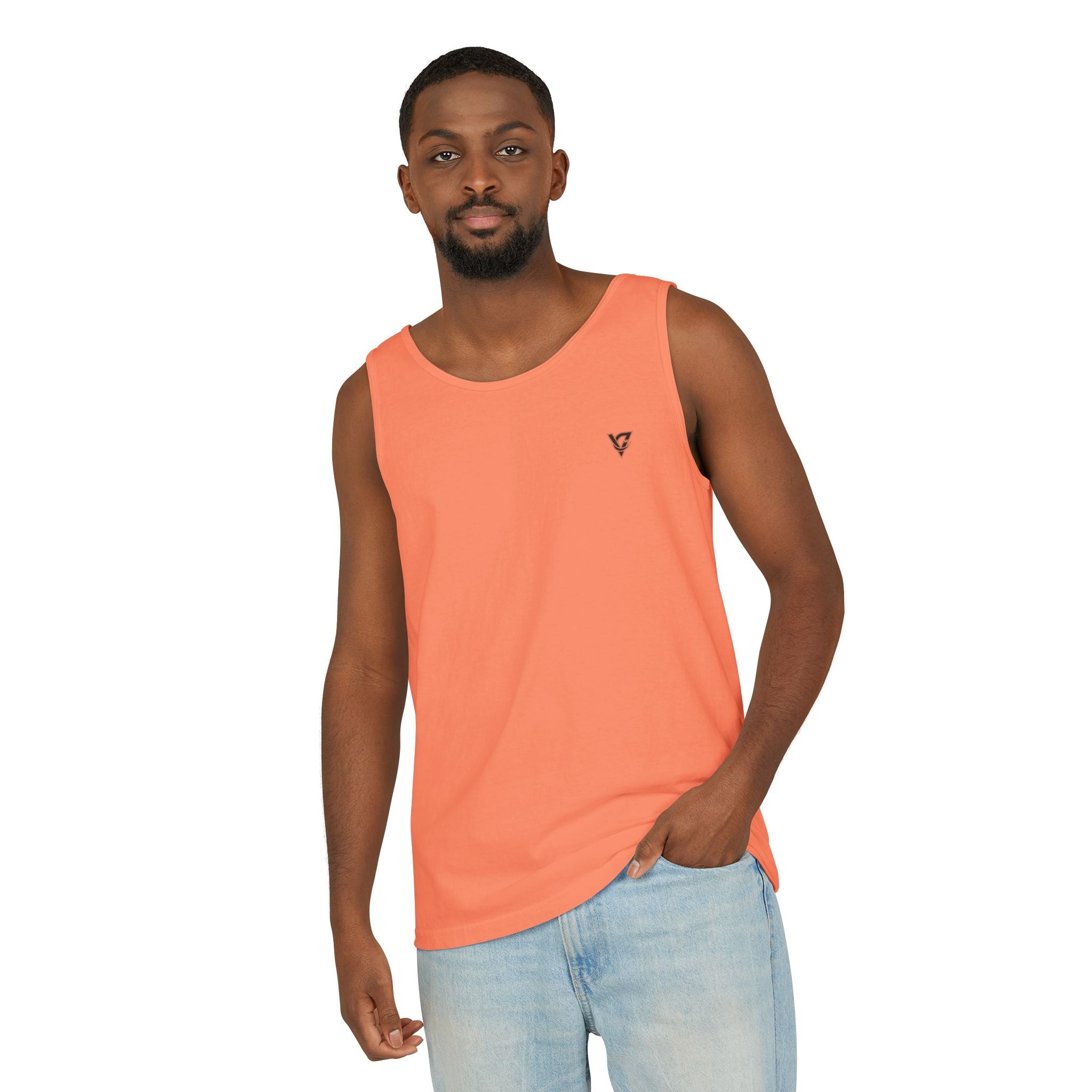 Minimal Geometric Triangle Logo Tank Top | Chest Emblem