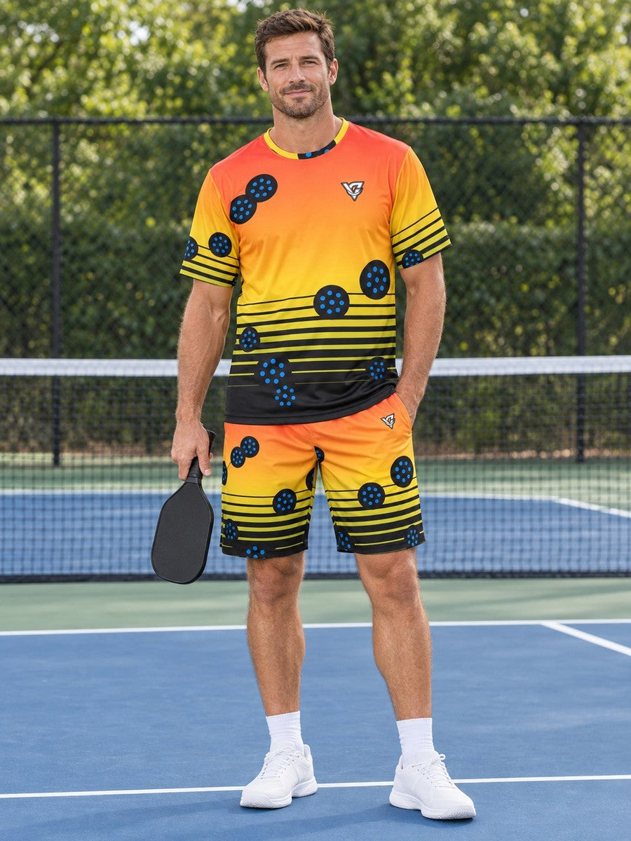 Pickleball Rainbow Rally Horizon Fade Men's Sports Jersey - front view