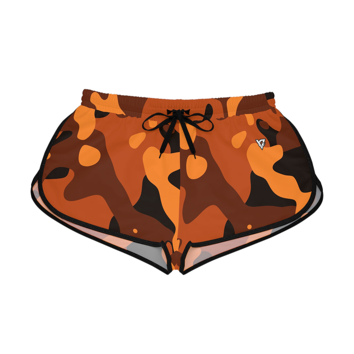 Women's Pumpkin Camo Relaxed Shorts — All-Over Print Running & Workout Shorts