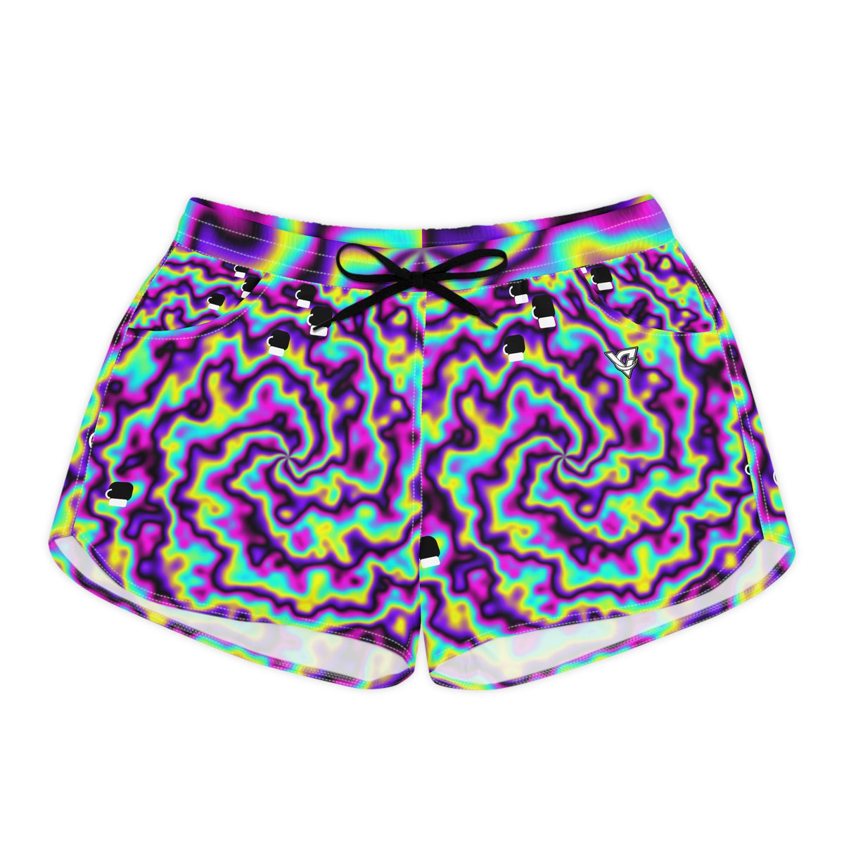 Combat Sports Midnight Neon Tie-Dye Spin Women's Athletic Shorts with Pockets