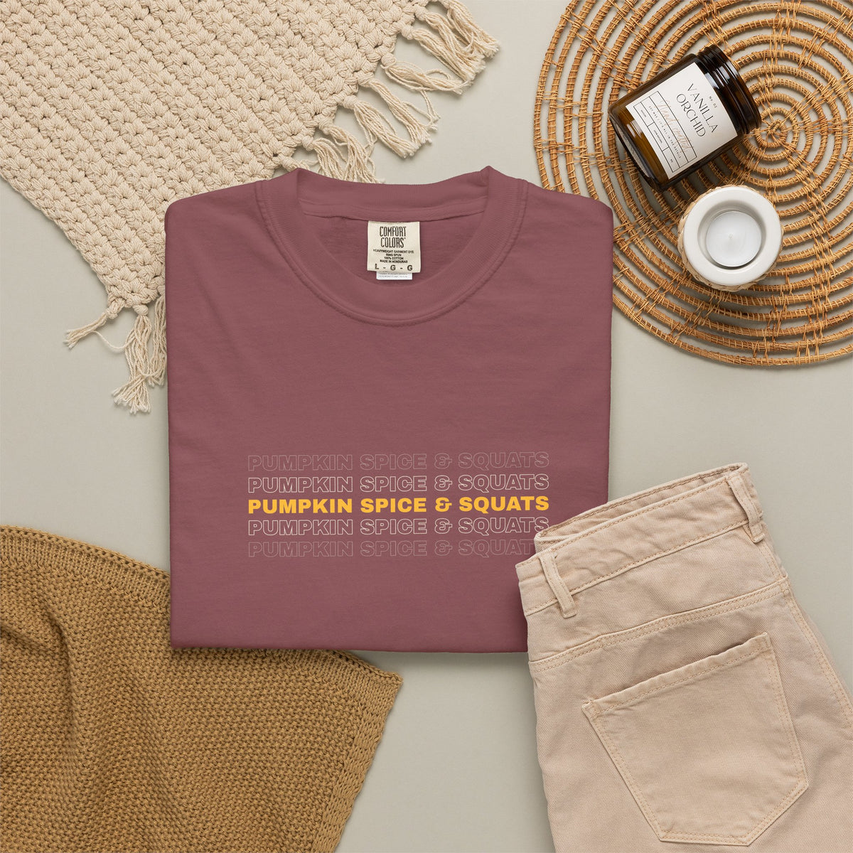 Pumpkin Spice & Squats | Women's Garment-Dyed Graphic Tee