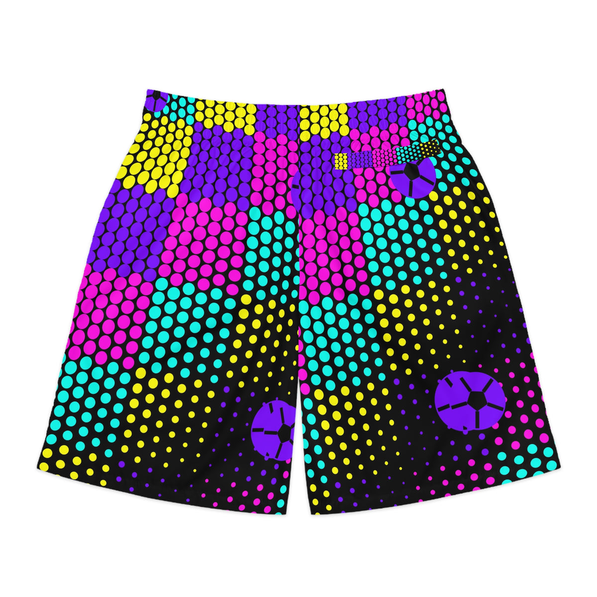 Soccer Midnight Neon Halftone Pulse Men's Athletic Shorts with Pockets