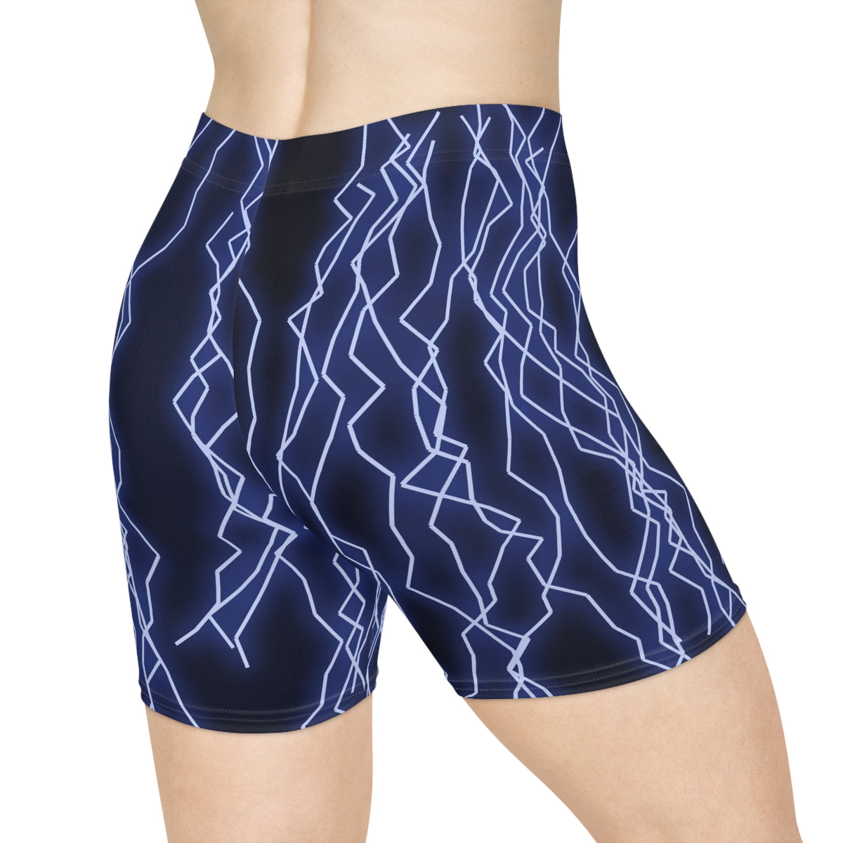 Midnight Lightning Women's Biker Shorts — High-Waist Workout Shorts