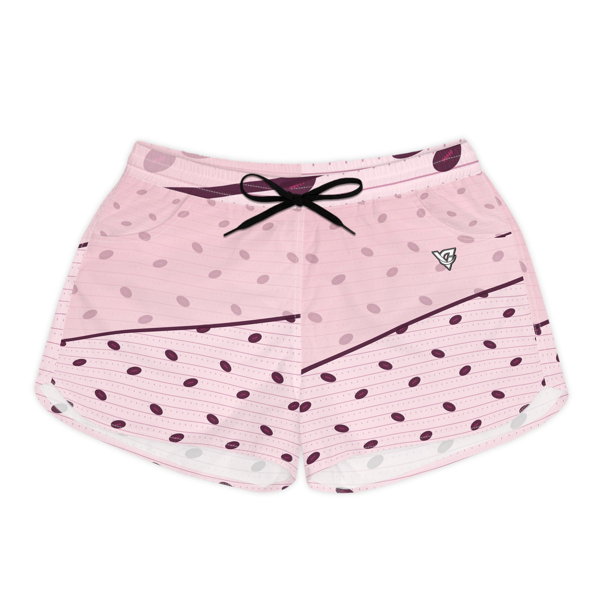 Football Blush Rose Gridiron Women's Athletic Shorts with Pockets