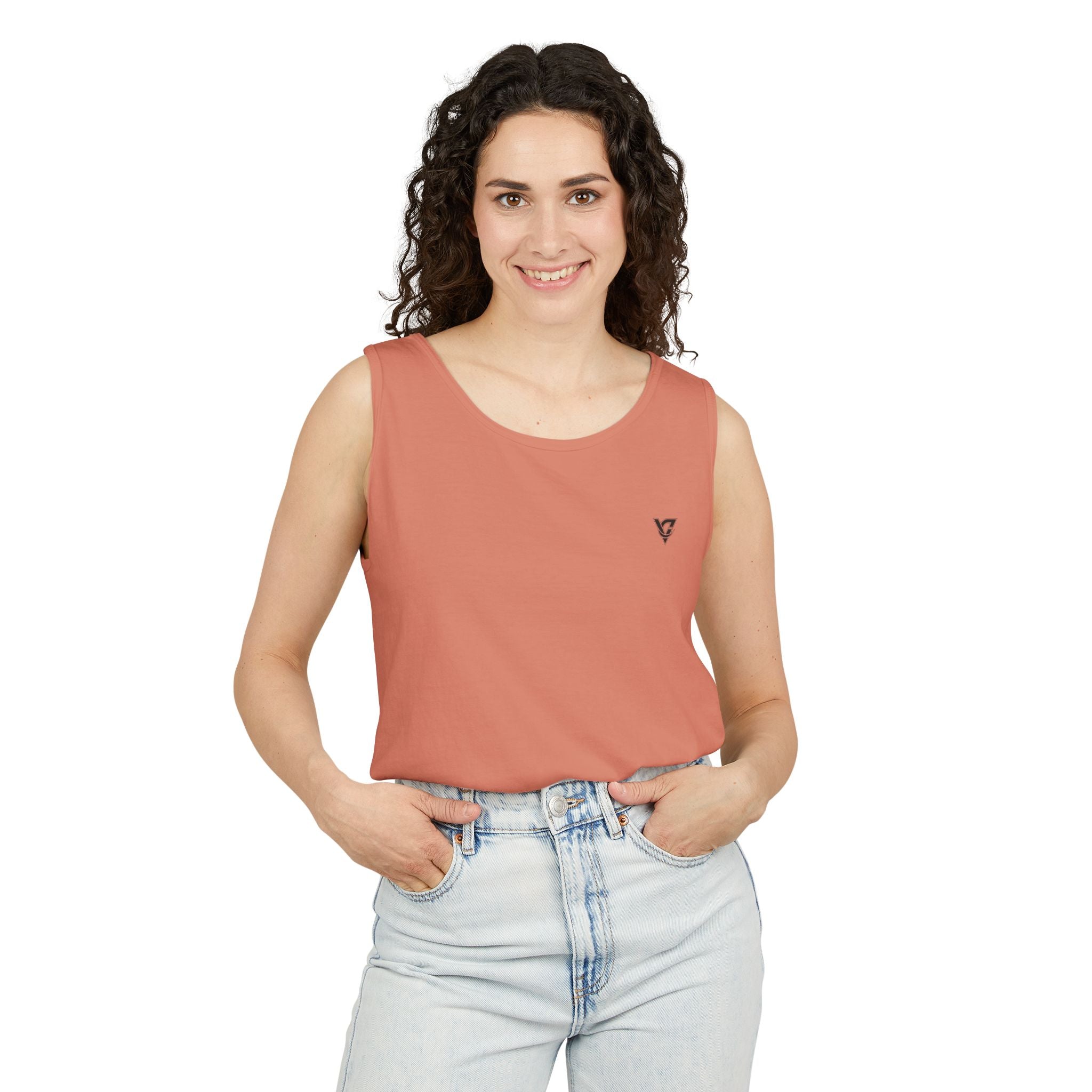 Minimal Geometric Triangle Logo Tank Top | Chest Emblem