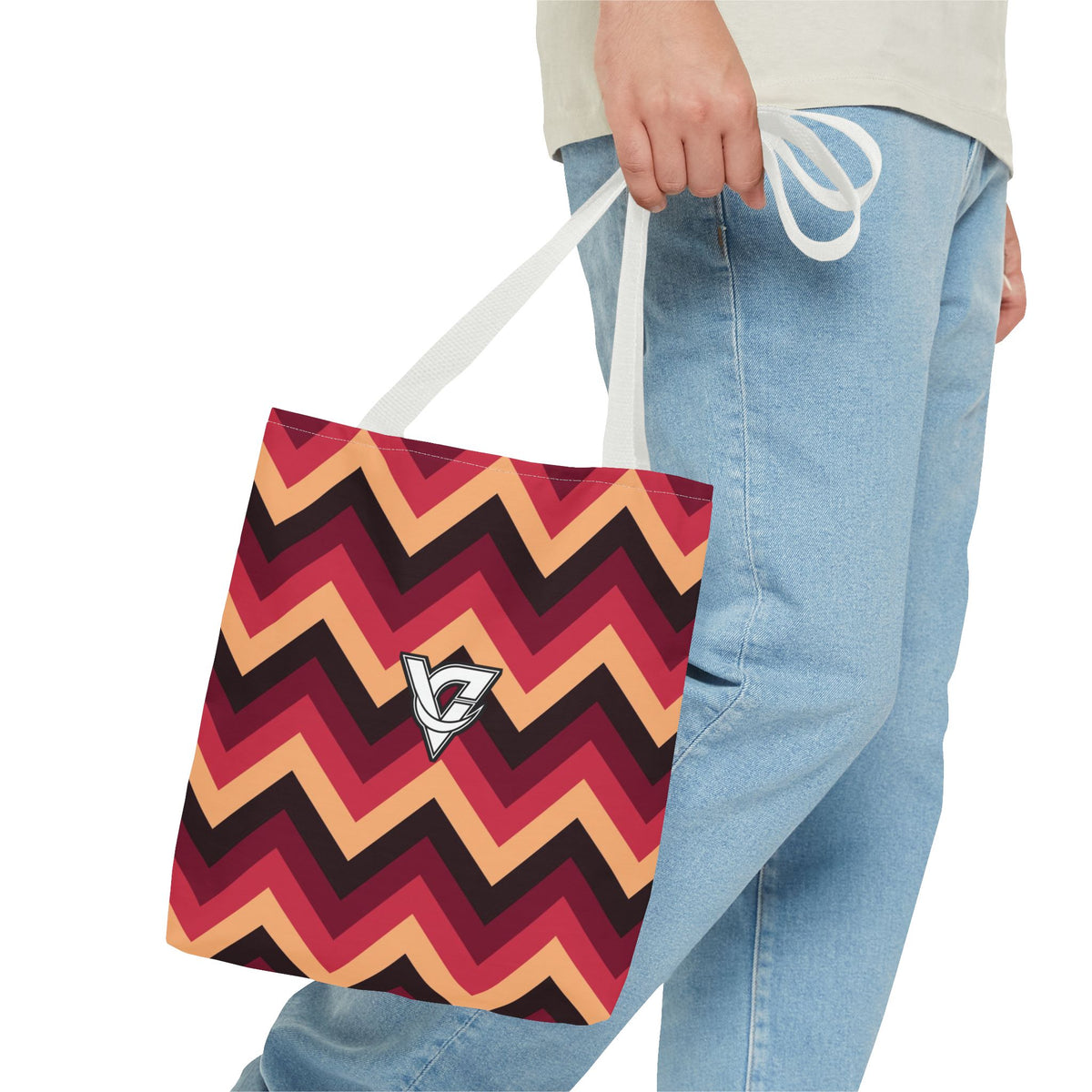 Cranberry Chevron Tote Bag — All-Over Print Gym & Everyday Tote