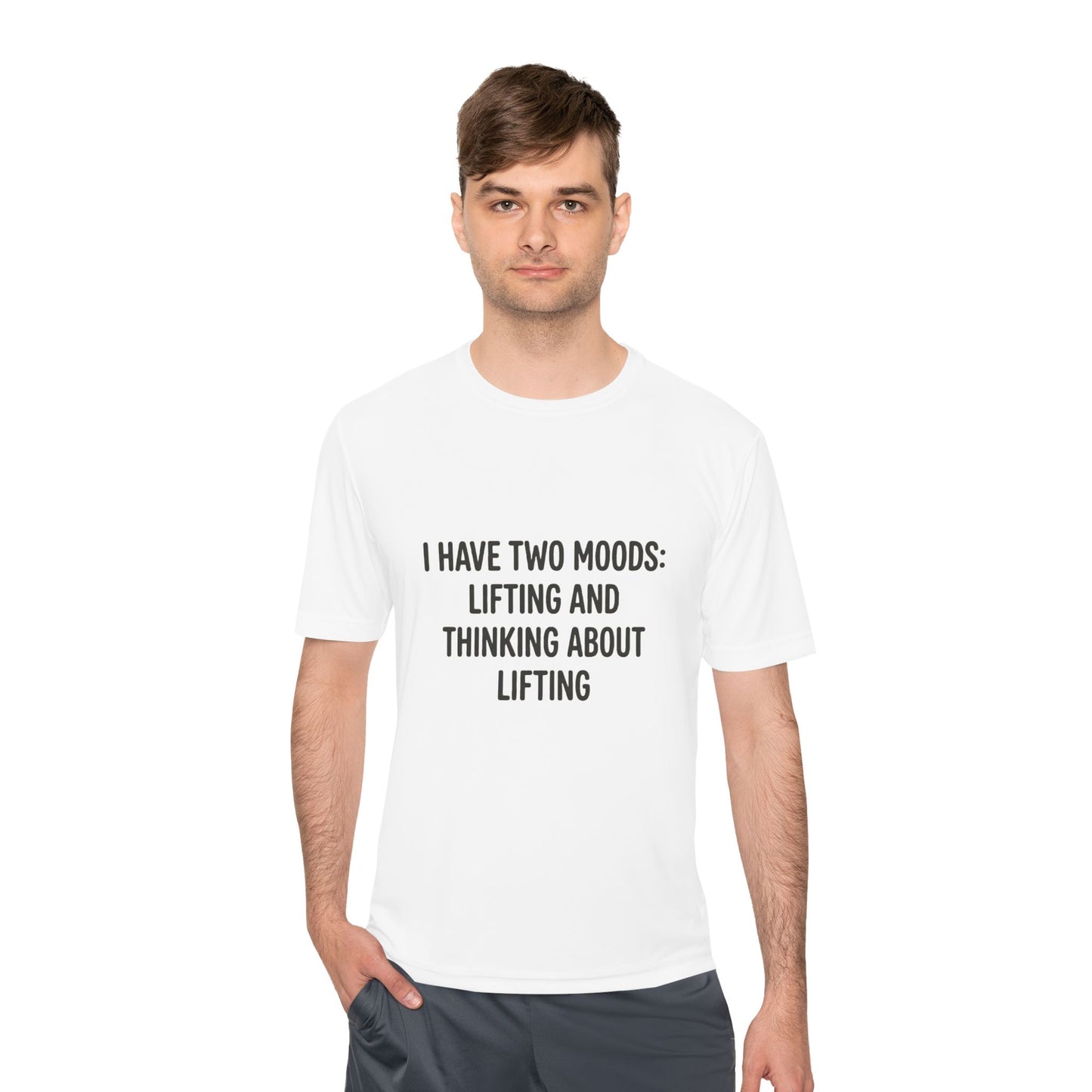Lifting & Thinking About Lifting Tee — Workout Humor Moisture‑Wicking Shirt
