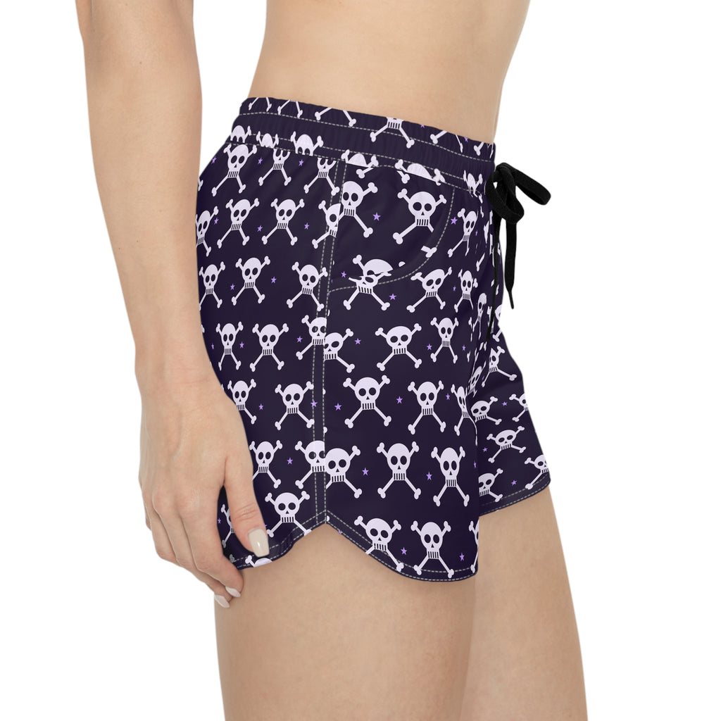 Women's Multipurpose Athletic Shorts with Pockets | Halloween Witching Purple Skull & Crossbones