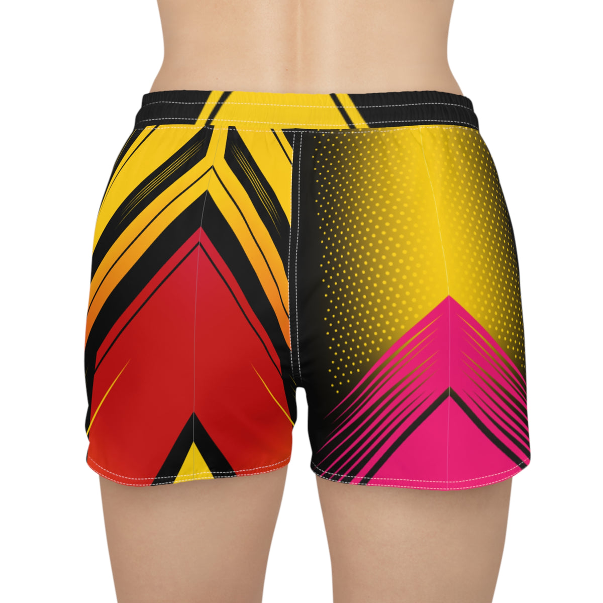 Women's Multipurpose Athletic Shorts with Pockets | Neon Chevron
