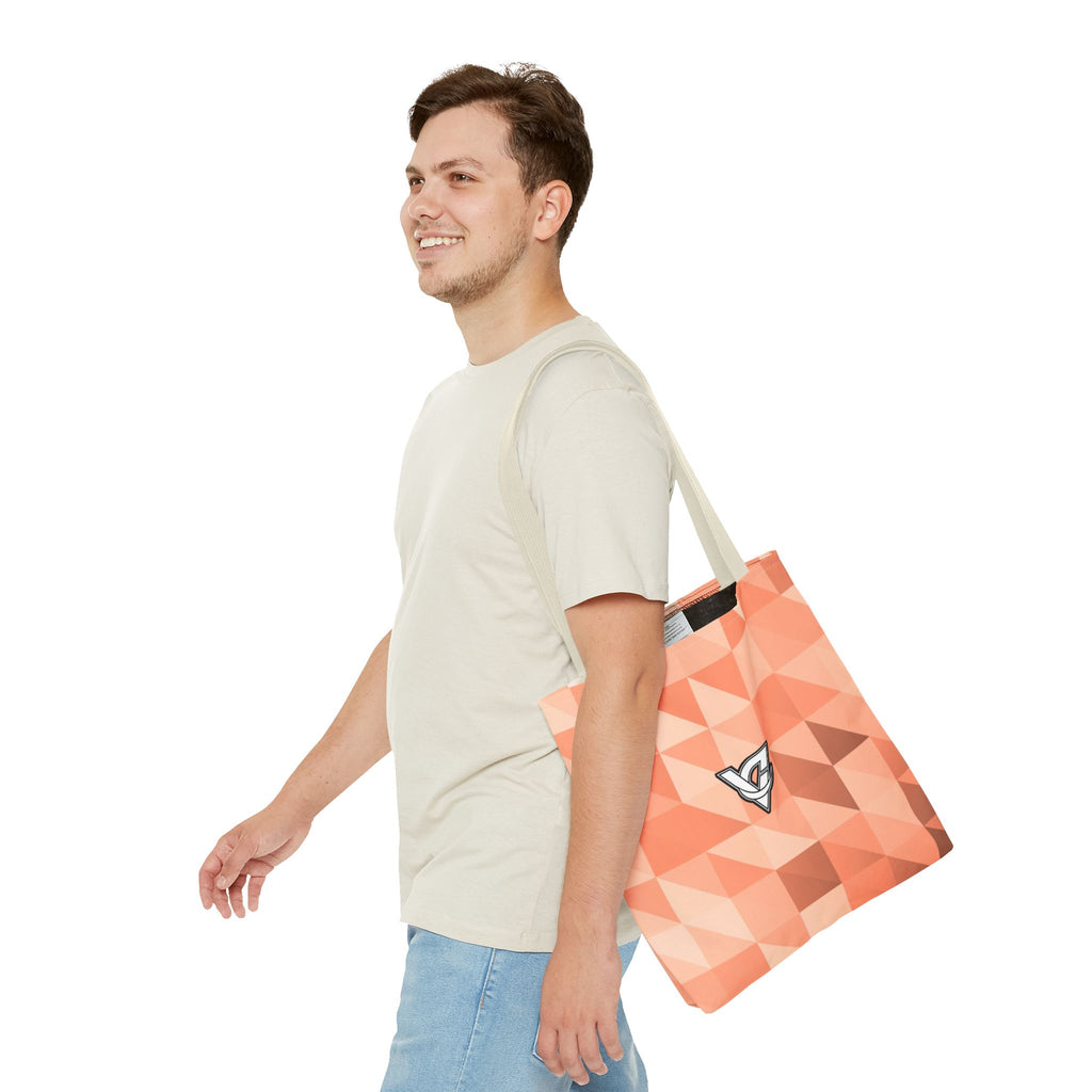 Peach Low-Poly Tote Bag — All-Over Print Gym & Everyday Tote