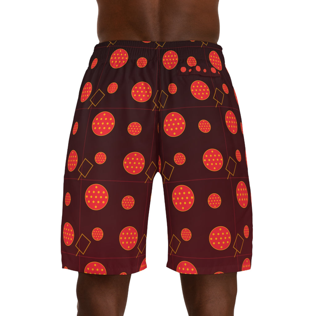 Pickleball Crimson Blaze Dink Dot Men's Athletic Shorts with Pockets