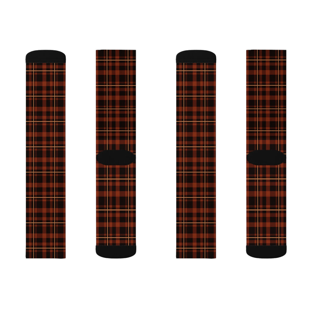 Rust Flannel Athletic Crew Socks